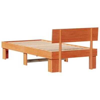 Bedframe met hoofdeinde Wasbruin 75 x 190 cm Massief grenenhout Bedframe met hoofdeinde Wasbruin 75 x 190 cm Massief grenenhout