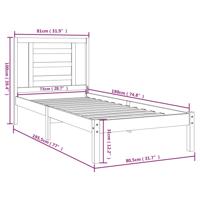 Bedframe massief hout wit 75x190 cm - thumbnail