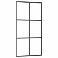 Schuifdeur met beslagset 102x205 cm ESG glas zwart - thumbnail