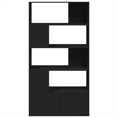 Boekenkast 100x36x189 cm bewerkt hout zwart - thumbnail