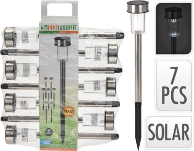 Pro Garden solarlamp 360mm rvs set van 7stuks