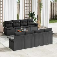 Tuinbankenset met kussen 9 pcs Zwart poly rattan - thumbnail