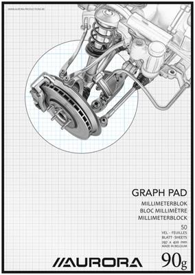 Aurora millimeterpapier, ft A3, blok van 50 vel
