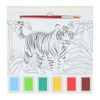 Wins Holland Waterverfkleurblok volwassenen - wilde dieren - incl penseel en 6 kleuren waterverf - thumbnail