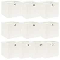 VidaXL Opbergboxen 10 st 32x32x32 cm stof wit - thumbnail