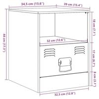 Nachtkastje 34,5x39x44 cm staal antracietkleurig - thumbnail
