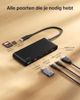 Belkin USB C Hub, 7-poorts USB C Adaptor voor 4K@60Hz HDMI Display, SD + MicroSD, 100W PD, Snelle Gegevensoverdracht (5Gbps), meerpoorts USB Hub - voor MacBook, iPad Pro, Chromebook - HDMI 2.0 - Zwart - thumbnail