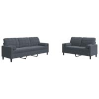 2-delige Loungeset met kussens en bolsters fluweel donkergrijs - thumbnail