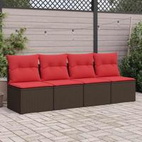 2-delige Loungeset met kussens poly rattan acacia bruin - thumbnail