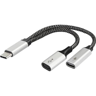 Maxtrack USB-C Adapter [1x USB-C stekker - 2x USB-C bus (Power Delivery), USB-C bus] 14.5 cm
