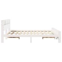 Bedframe met hoofdeinde Wit 200 x 200 cm Massief grenenhout - thumbnail