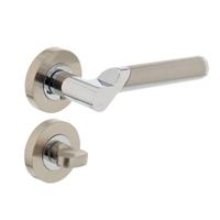 Intersteel Deurkruk Casper op rozet met toilet-/badkamersluiting - chroom/nikkel mat - thumbnail