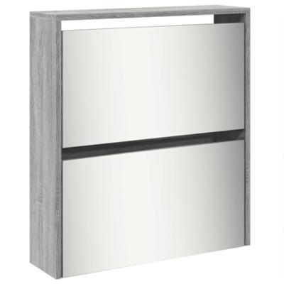 Schoenenkast met spiegel 5-laags 63x17x169,5 cm grijs sonoma