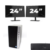 HP ProDesk 600 G4 Micro Tower - Intel Core i7-8e Generatie - 8GB RAM - 256GB SSD - Windows 11 + 2x 24 inch Monitor - thumbnail