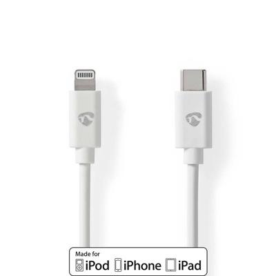 Lightning Kabel | USB 2.0 | Apple Lightning 8-Pins | USB-C Male | 480 Mbps | Vernikkeld | 1.00 m | Rond | PVC | Wit | Envelop
