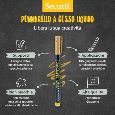 Securit krijtmarker small, blister met 2 stuks, goud en zilver Securit krijtmarker small, blister met 2 stuks, goud en zilver