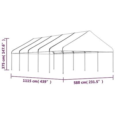 Prieel met dak 11,15x5,88x3,75 m polyetheen wit
