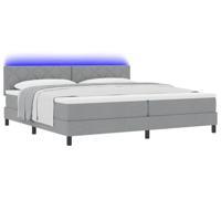 boxspringbed met matras en LED lichtgrijs 200x200 cm stof - thumbnail