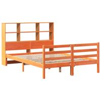 Bed met boekenkast zonder matras hout wasbruin 140x190 cm - thumbnail