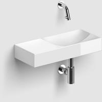 Clou Vale Fontein Met Voorbewerkt Kraangat Links Met Geïntegreerde Afvoer Glanzend Wit Keramiek 45 cm Clou - thumbnail