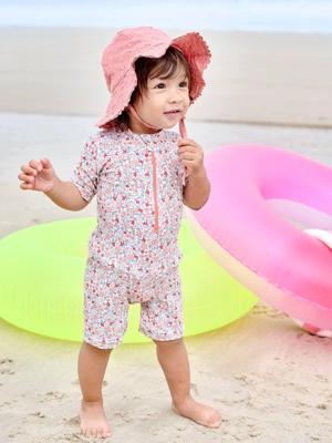 Badpak met UV-bescherming voor babymeisjes met geïntegreerde luier koraal