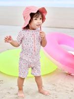 Badpak met UV-bescherming voor babymeisjes met geïntegreerde luier koraal - thumbnail
