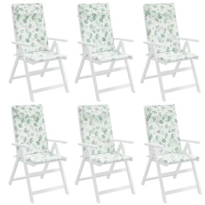 VidaXL Stoelkussens 6 st hoge rug bladpatroon oxford stof VidaXL Stoelkussens 6 st hoge rug bladpatroon oxford stof