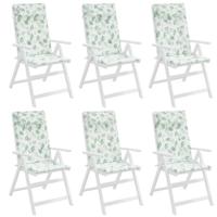 VidaXL Stoelkussens 6 st hoge rug bladpatroon oxford stof - thumbnail