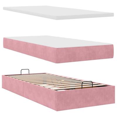 Ottoman bed met matrassen 180x200cm fluweel roze