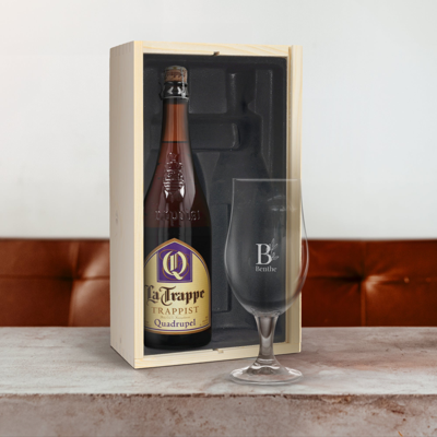 Bierpakket met gegraveerd glas - La Trappe Quadrupel