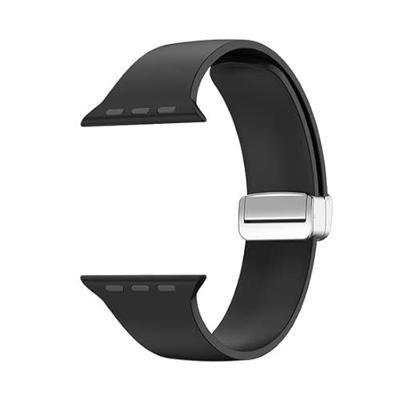 Siliconen bandje - Folding Buckle - Zwart - Geschikt voor Apple Watch 44mm / 45mm / 46mm / 49mm