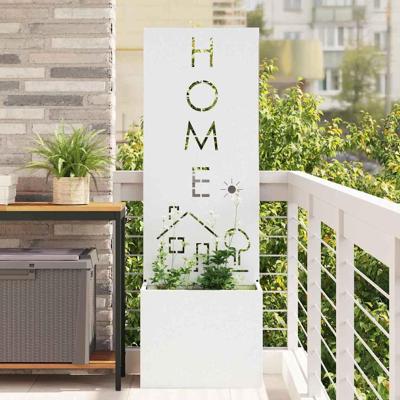 VidaXL Tuin privacy screen fretwerk wit 50 x 140 cm koudgewalst staal