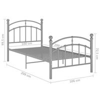 Bedframe metaal grijs 100x200 cm - thumbnail
