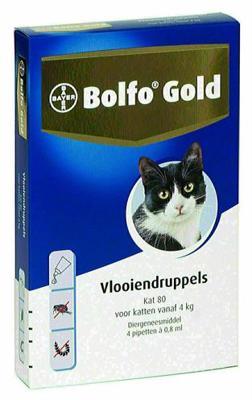 Bolfo Gold 80 Vlooiendruppels voor grote kat 2 x 4 pipetten