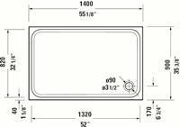 Duravit D-Code Douchebak 90x140x8,5 cm Wit - thumbnail