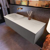 Badkamermeubelset Mondiaz Erin 120 cm met 1 Lade met RIDGE Wastafel Links Linen Zonder Kraangaten Greeploos Mat Dark Grey - thumbnail