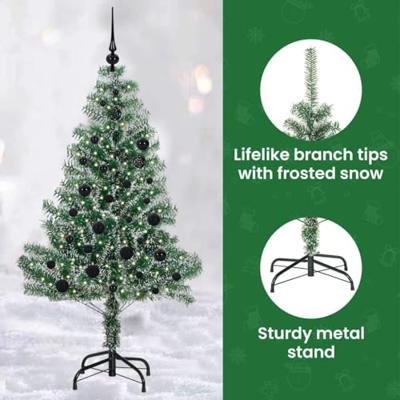 VidaXL Kunstmatige kerstboom sneeuw gevlochten met led licht 150 cm