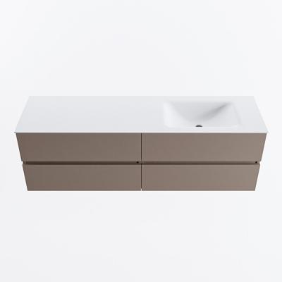 MONDIAZ VICA 160cm badmeubel onderkast Smoke 4 lades. Wastafel CLOUD rechts 1 kraangat, kleur Talc.