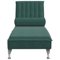 Massage chaise longue met bolster fluweel donkergroen - thumbnail