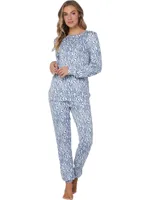 Pastunette Fleece dames pyjama lange mouwen - Blue mirage - thumbnail