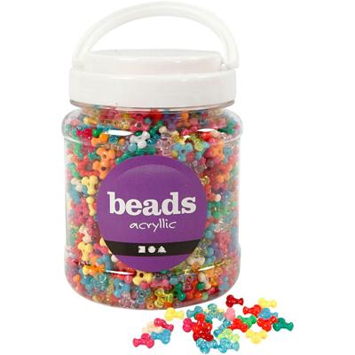 Creativ Company Tri-kralen mix, d 10 mm, gatgrootte 2 mm, ca. 2800 stuk, diverse kleuren, 385 gr, 700 ml/ 1 doosje