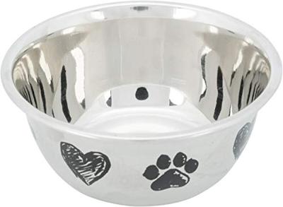 TRIXIE VOERBAK HOND PRINT SCHETS HART POOTJE GEPOEDERCOAT 500 ML 13 CM TRIXIE VOERBAK HOND PRINT SCHETS HART POOTJE GEPOEDERCOAT 500 ML 13 CM