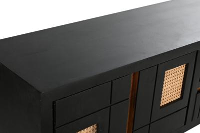 Tv-meubel DKD Home Decor Zwart Rotan Mangohout (145,5 x 40,5 x 60 cm)