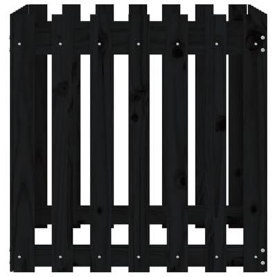 VidaXL Plantenbak met hekontwerp 70x70x70 cm massief grenenhout zwart