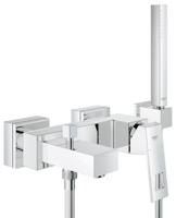 GROHE Eurocube badkraan met omstel en koppelingen met garnituur chroom 23141000 - thumbnail