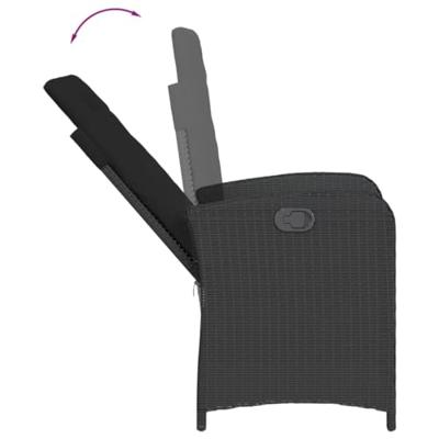 Tuinstoelen 2 st verstelbaar met kussens poly rattan zwart - thumbnail