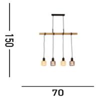 Searchlight 4-lichts hanglampWoody met hout - 95041-4BR - thumbnail