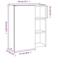 Badkamerkast met spiegel en LED 45x13x52 cm zwart - thumbnail