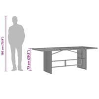 Tuintafel met glazen blad 190x80x75 cm poly rattan zwart - thumbnail