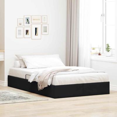 Opslag bed met matras met hoofdeinde Zwart 120 x 200 cm Fluweel